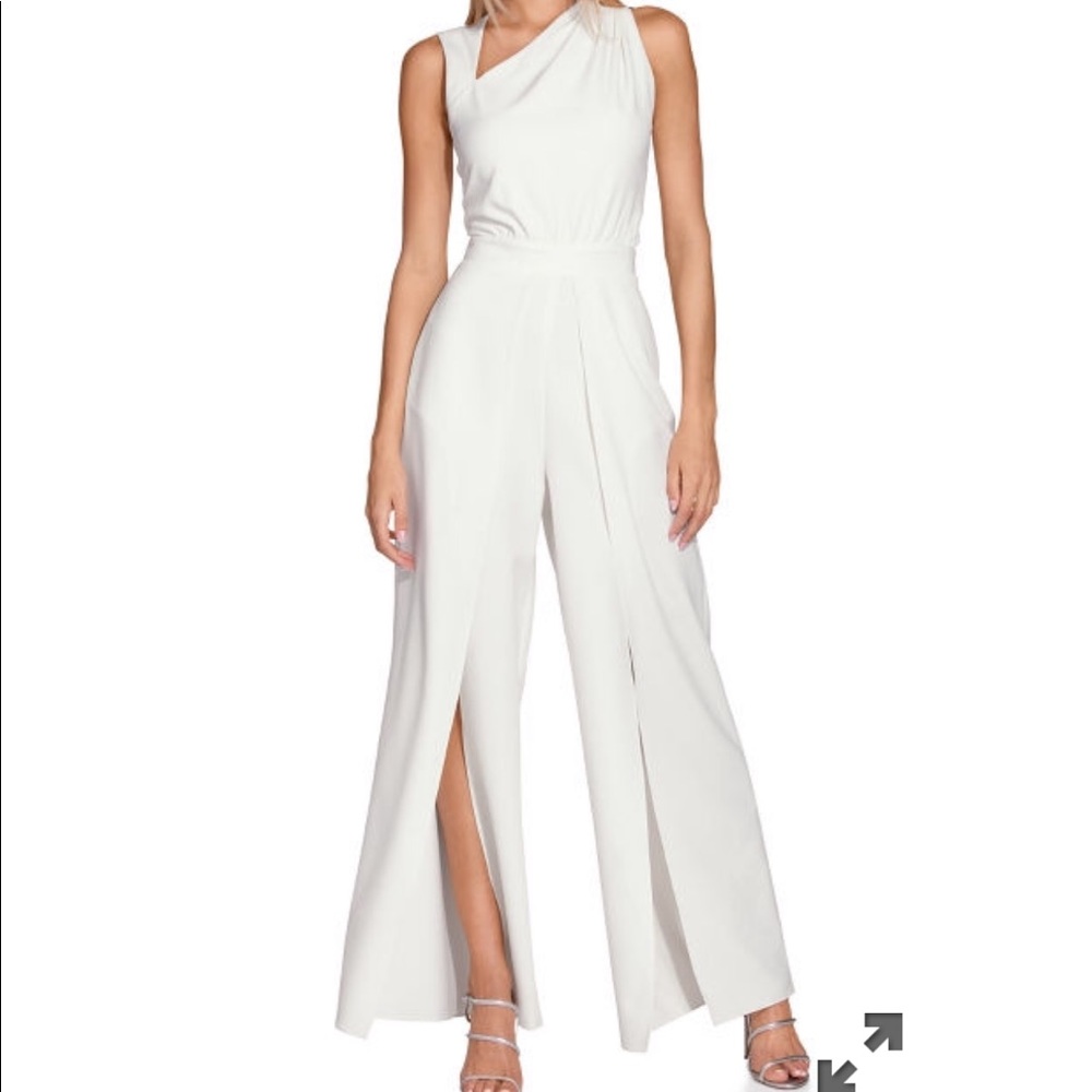 Boston Proper off-white Angled Slip Leg Jumpsuit